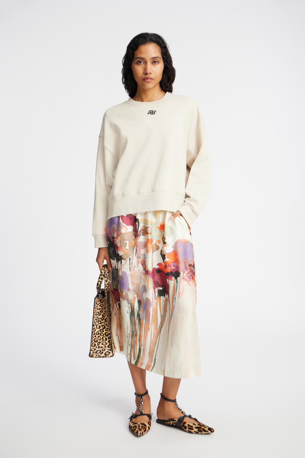 Aruma midi silkenederdel - Sand